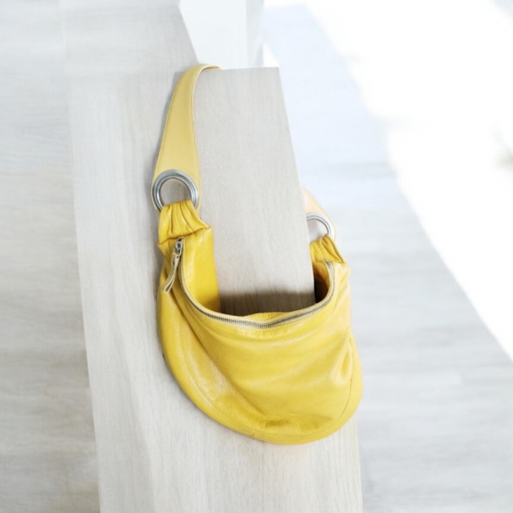 Gironacci Vintage Italian Leather Yellow Shoulder Bag